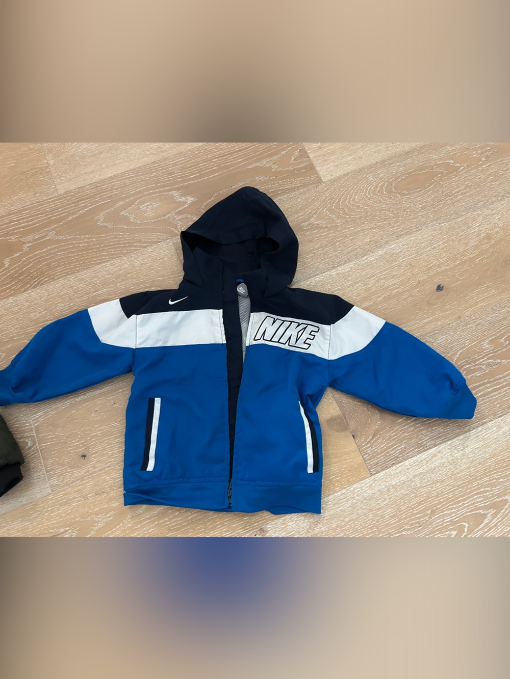 Nike Blue, White & Black Kids' Athletic Hooded Jacket - size 4 boys